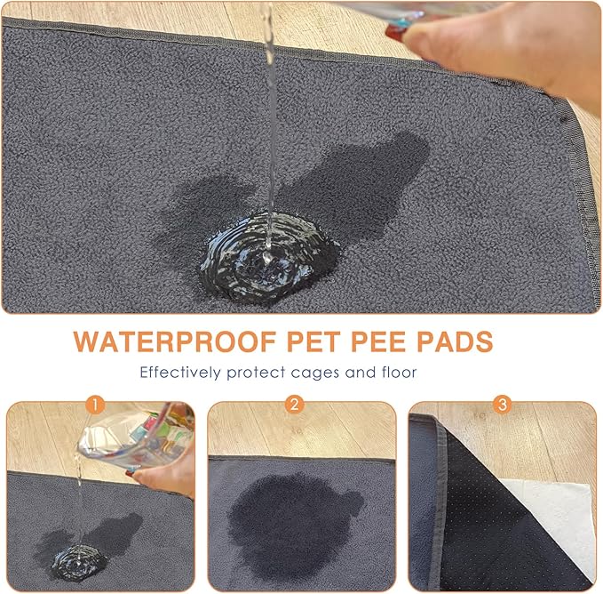 Guinea Pig Fleece Cage Liners, Washable Reusable Leakproof Guinea Pig Bedding Super Absorbent Guinea Pig Pee Pads Anti Slip Mat for Small Animals Rabbit Hamster Rat - 2 Pack 48" x 24"