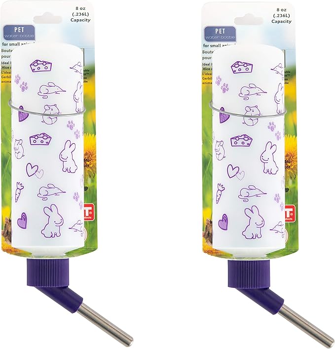 Lixit Weather Resistant Water Bottles for Rabbits, Ferrets, Guinea Pigs, Rats, Mice and Other Small Animals. (8 Ounce Pack of 2)