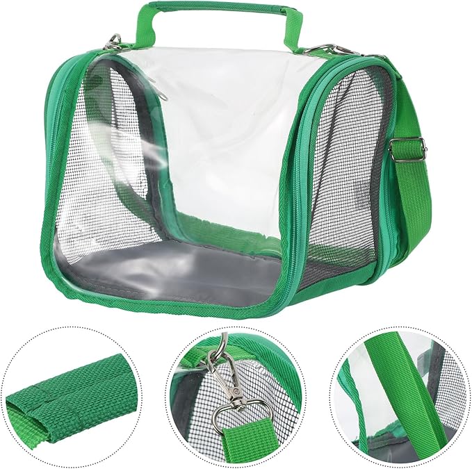 Happyyami Portable Small Bird Travel Carrier Cage with Handheld Bag, Lightweight Green Parrot and Lizard Outing Cage for Outdoor Transport and Vet Visits