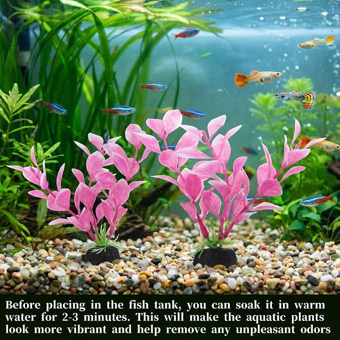 3 Pcs Small Aquarium Plants for Betta Fish Tank, 4 Inch Aquatic Water Grass Decoration Pink Betta Hammock Plant Small Fish Tank Decor Aquarium Plants Decorations