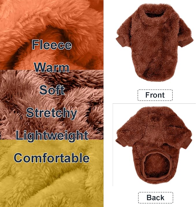 Dog Sweater, 3 Pack Dog Sweaters for Small Dogs, Dog Clothes for Small Dogs Girl Boy, Ultra Soft and Warm Puppy Sweater Dog Coat for Winter Christmas (Orange+Coffee+Yellow, X-Small)