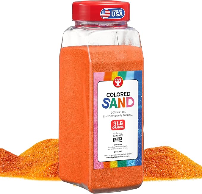 Hygloss Colored Sand for Crafts – 3 lb Bottle, Orange – Vibrant Colorful Fine Sensory Play Sand Art Kits for Kids – Classroom Activities for Children 3 4 5 6 7 8 9 10 11 12 – Safe for Ages 3+