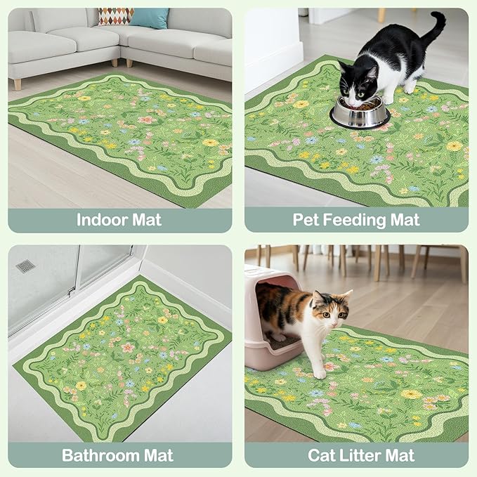 Glittme Premium Cat Litter Mat 33"x22" - Non-Slip & Waterproof Litter Trapping Mat for Litter Boxes - Soft Mesh Kitty Sand Catcher Pad Easy to Clean & Washable Floor Protector
