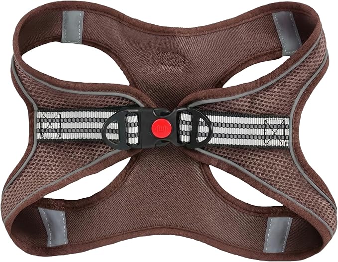 SMOUATOU All Weather Mesh Step in Vest Harness for Small and medidum Dogs and Cats, Adjustable Soft Padded Dog Vest with Easy Control Handle for Dogs Pets (Chocolate Brown, XXS)