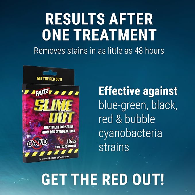 Fritz Aquatics Slime Out Treatment for Stains from Red Cyanobacteria in Fresh or Saltwater Aquariums (10-Count)
