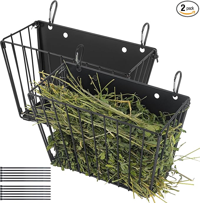 2PCS Rabbit Hay Feeder with Heavy-Duty Metal Frame Guinea Pig Hay Feeder for Rabbits， Bunny, Guinea Pigs, Chinchillas， 9.6x4.5x6.3 inch