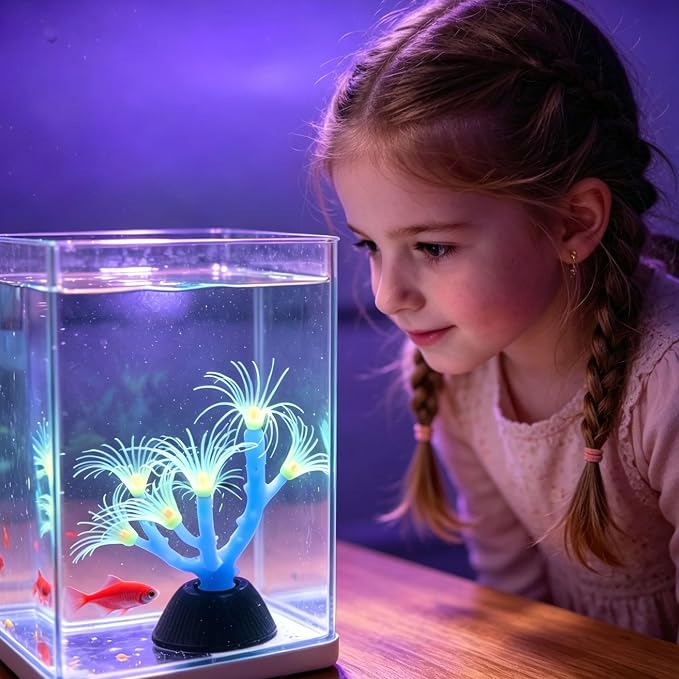 ZtohPyo Aquarium Coral Plant Ornament with Glowing Effect, Silicone Soft Fish Tank Decorations, Artificial Glow in The Dark Plant Ornament for Fish Tank Landscape Decoration