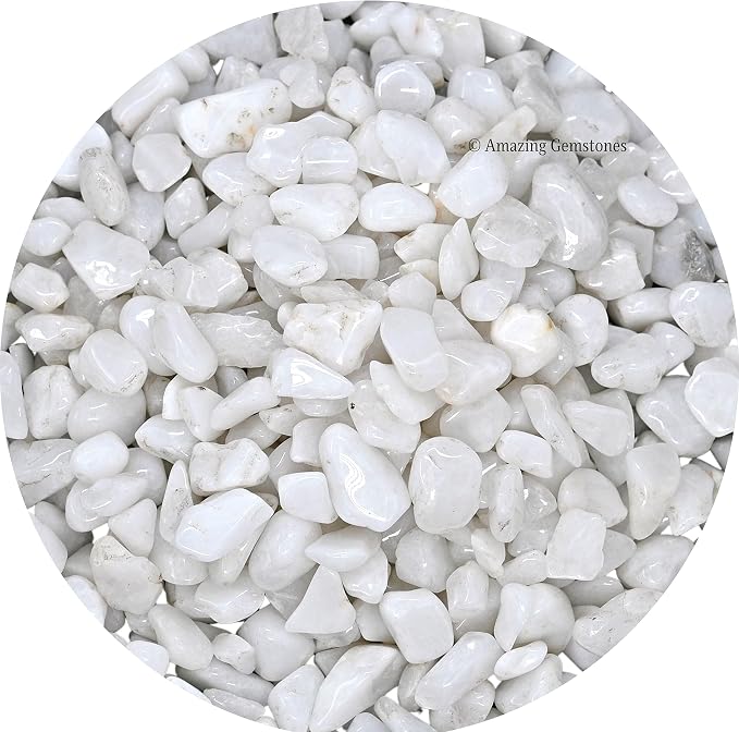 Snow Quartz Crystal Chips Aquarium Gravel Rocks - Snow Quartz Chips Bulk Fish Tank Gravel, Small Tumbled Stone Chips and Tiny Crystals for Decoration (Natural AAA Grade Gemstones)