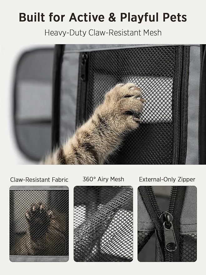 UWE Extra Large Small Animal Playpen, XL Portable Pet Playpen for Rabbit, Kitten, Guinea Pig, Hamster, Puppy – Waterproof Foldable Mesh Tent with Zipper Cover, Indoor Outdoor Use, Dark Grey