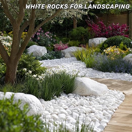 NUPICK 16lb White River Rocks for Outdoor Landscaping, 2-3 Inch Pebbles for Indoor Plants, Natural Polished Aquarium Gravel, Decorative Rocks for Succulent, Garden, Vases Fillers, Bird Baths