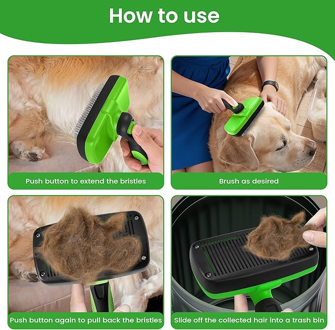 NIYATO Self cleaning Slicker Brush and Magic Pet Hair Remover Glove. A Brush for Cat and Dog Shedding and De-shedding, and a Cleaning Mitt with Improved Design. Suitable for Long and Short haired pets