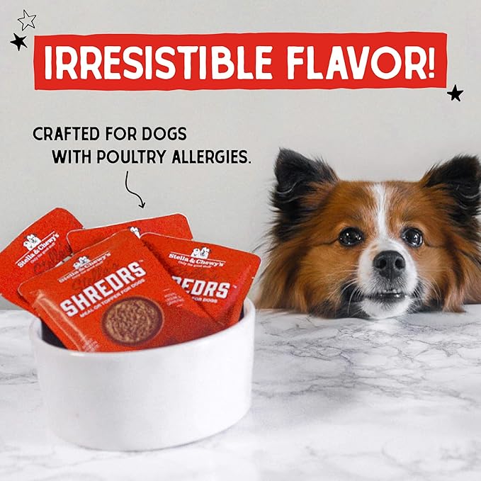 Stella & Chewy's Grass Fed Beef & Lamb Shredrs - Premium Dog Food Pouches - Perfect for Picky Eaters - 12 Pack, 2.8oz Each
