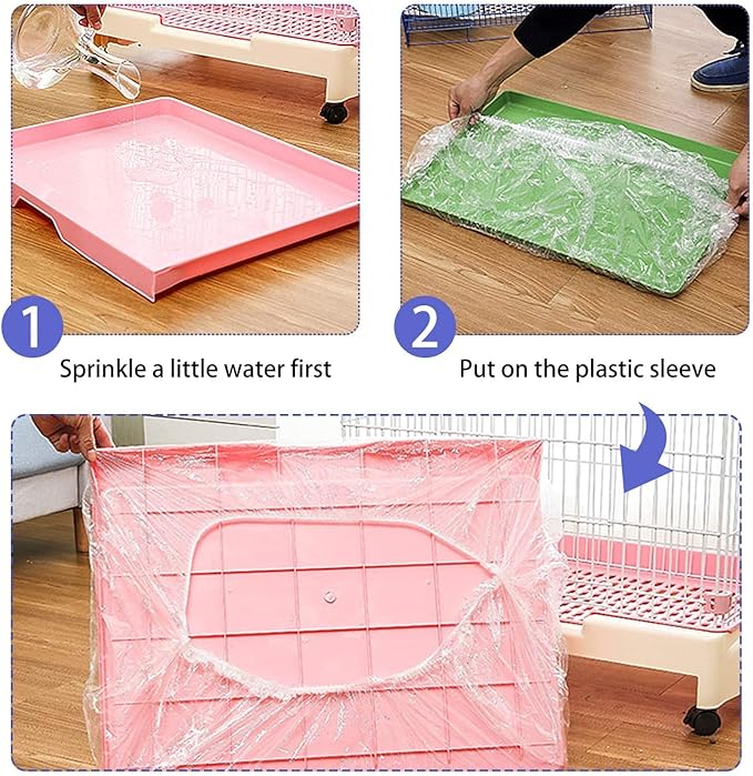 30 pcs Disposable Cage Liners, Clear Plastic Rabbit Cage Liner Bag, Universal Toilet Film for Bunny, Hamster, Totoro, Hedgehog, Guinea Pig and Small Animals(30pcs, 47in)