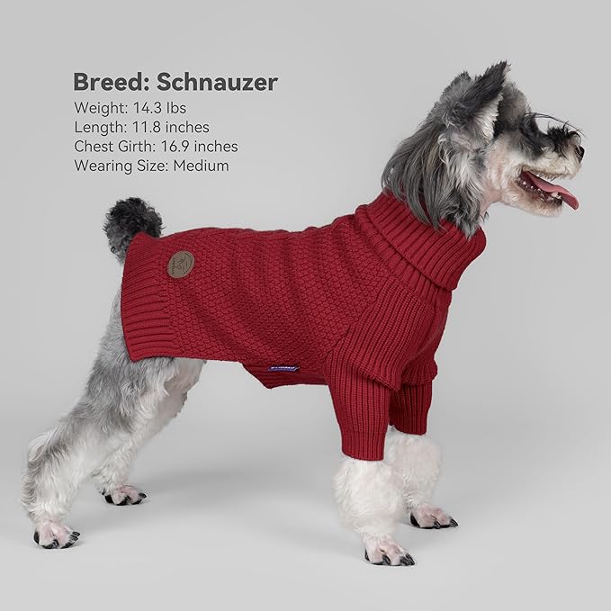 cyeollo Small Dog Christmas Sweater Warm Turtleneck Knitted Pet Winter Dog Clothes with Long Sleeves Puppy Sweaters for Small Dogs