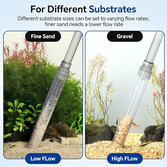 hygger Aquarium Gravel Vacuum Siphon, Adjustable Flow Manual Fish Tank Water Changer for Sand Cleaner with 6.5 Ft Hose, Suction Ball, Aquarium Gravel Cleaner Adjustable Length (Up to 115 Gal Tank)