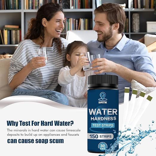 Water Hardness Test Kit-150 Strips Water Quality Testing 0-425 ppm | for Drinking/Well Water, Softener,Hard, Dishwasher,Pool,Spa