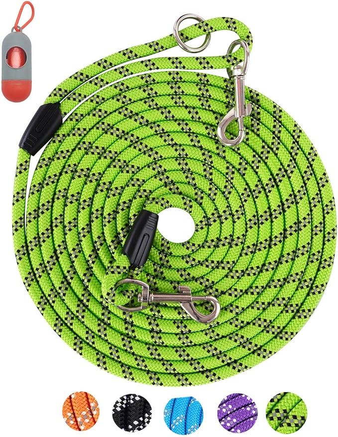 Heavy Duty Dog Leash for Large, Medium, Small Dogs - 16FT/30FT/50FT/100FT Long, Reflective Rope, Ideal for Walking, Playing, Camping, or Yard