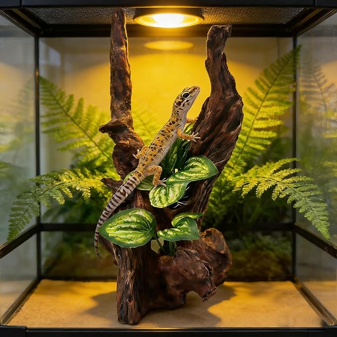Resin Simulation Driftwood Aquarium Decor, Fish Tank Landscape Ornament Hideout for Betta Goldfish Amphibians Reptiles Rest Play Accessories