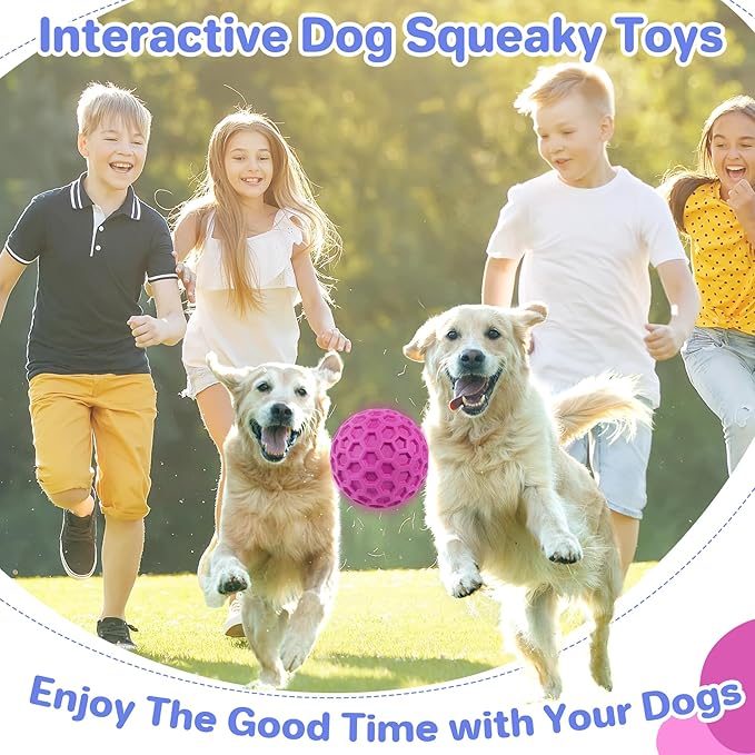 DISSKNIC Indestructible Squeaky Dog Balls, Dog Toys for Aggressive Chewers Large Breed for Relieving Anxiety, Tough Dog Chew Toys Balls for Aggressive Chewers, Outdoor Squeaky Cognitive Dog Toys