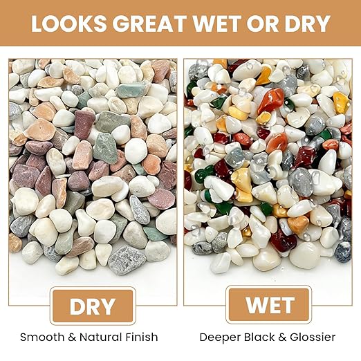 3/8 Inch Polished Decorative Pebbles, River Rocks for Indoor Plants, Succulents, Planters, Vases, Fish Tank, Aquarium Gravel & Landscaping, Mixed Color, 12LB