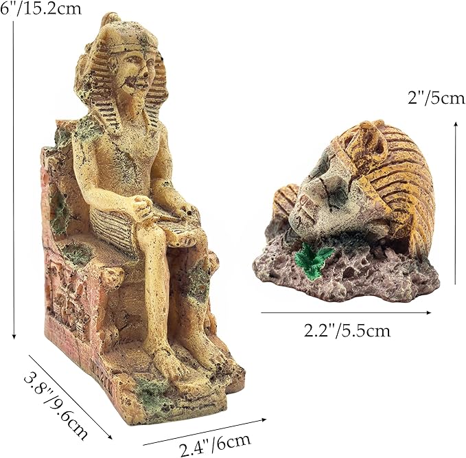 M2cbridge Aquarium Decor Castle Shipwreck Ornament Underwater Landscape(Egyptian Pharaohs)