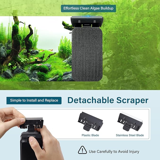 hygger Aquarium Magnetic Glass Clean Tool, Algae Scraper for 0.2 Inch Thick Fish Tank Floating Scrubber Brush with Two Detachable Blades
