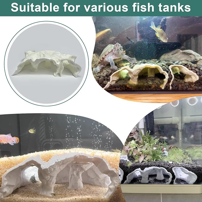 LIYAOLI Aquarium Cave Fish Tank Hideout, Natural Decor for Pleco Shrimp | 3D Printed Aquarium cave hideout provides safe shelter for pleco,shrimp and corydoras while adding realistic fish tank decor