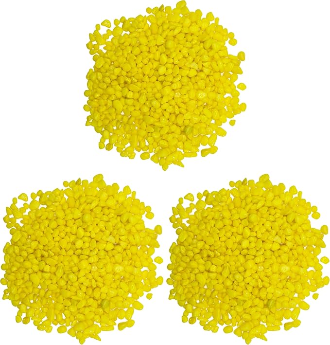 Yellow Pebbles for Crafts, 0.9 Pound Natural Polished Aquarium Gravel, Decorative Pebbles for Indoor Plants, Turtle Tank, Vase, Succulents Cactus, Garden Landscaping (Pack of 3)