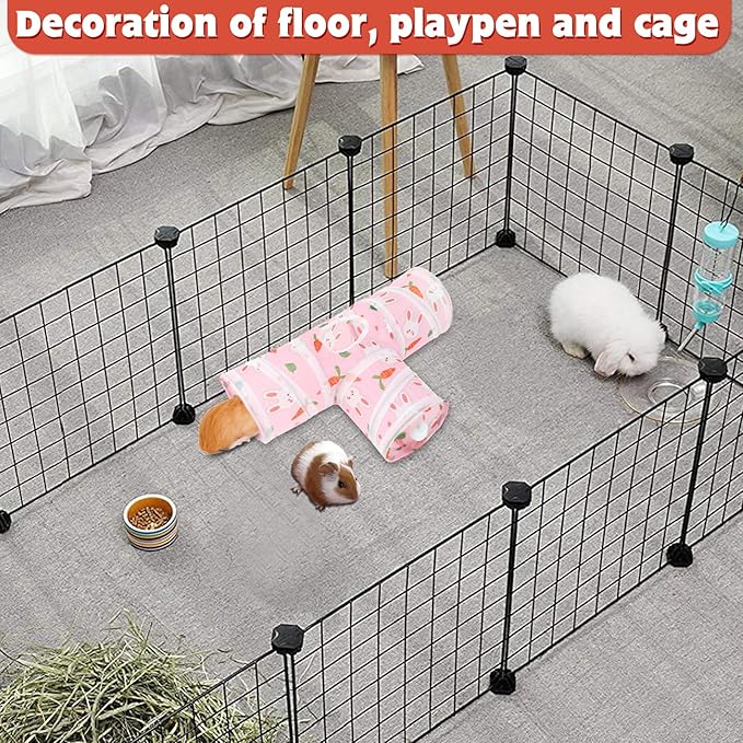 YUEPET 5.9" Guinea Pig Tunnels & Tubes Collapsible Pet 3 Way Play Tunnel Toys Small Animal Hideout Hideaway for Guinea Pig Chinchilla Ferret Hamster Rat(Pink)