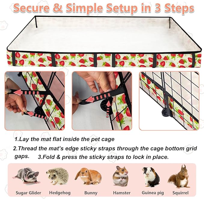 Guinea Pig Cage Liner，Washable Waterproof Oxford Cloth Cage Liners for Small Animals,Hamster Chinchilla Hedgehog Rabbit and Other Small Animals Not Include Cage (28x70 inches)