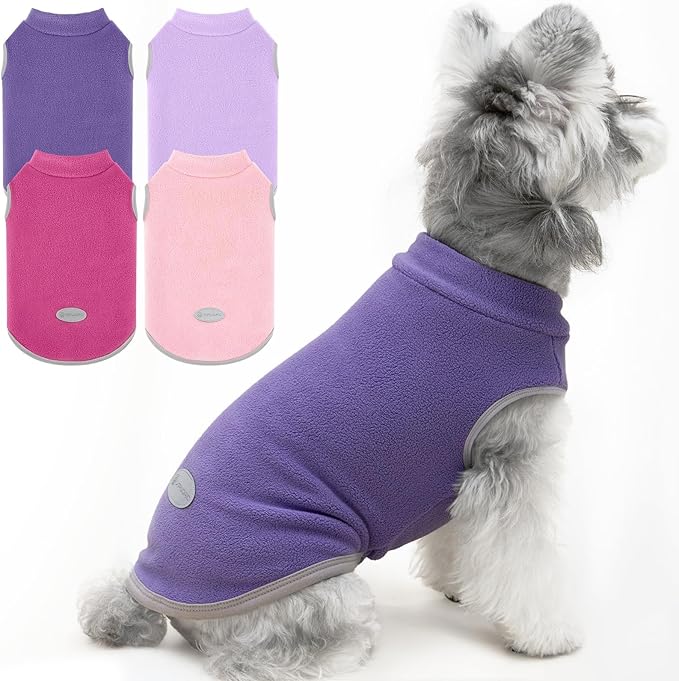 XPUDAC 4 Pieces Fleece Dog Sweaters Vest Warm Winter Dog Clothes for Small Medium Large Dogs Girl Soft Pullover Doggie Sweatshirt Puppy Cold Weather Jacket, 510-vest-XL