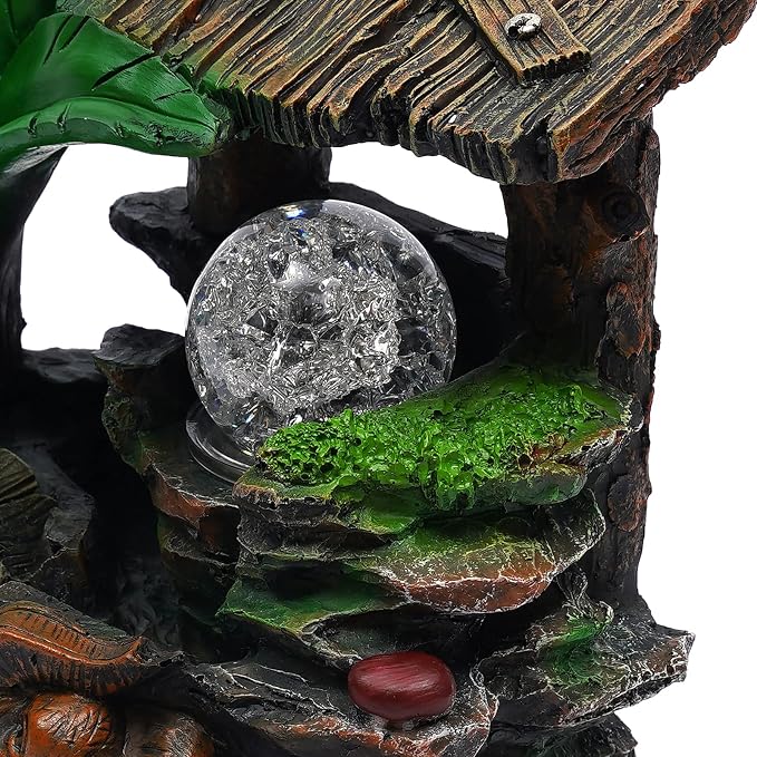 Indoor Fountain Rockery Tabletop Fountain with an Tree Elaxation | Water Feature Meditation Desktop Fountains for Home Office Decor or Giving 7.87' x 5.9'' x 10.23'' with LED Light
