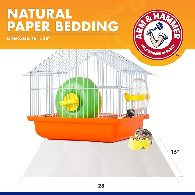 Arm & Hammer Super Absorbent Cage Liners for Guinea Pigs, Hamsters, Rabbits & Small Animals, Odor Control Cage Tray Liners for Wire or Mesh Grate Cages, Trim to Fit, 7 Count - 3 Pack