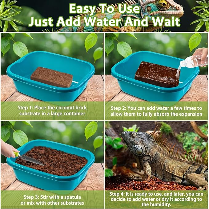 Riare 1 Pack Natural Coconut Fiber Substrate, Coco Coir Reptile Bedding | Coconut Husk Reptile Substrate for Tortoises, Hermit Crabs, Snakes, Bearded Dragon, Geckos, Reptile Enclosure/Terrarium Setup