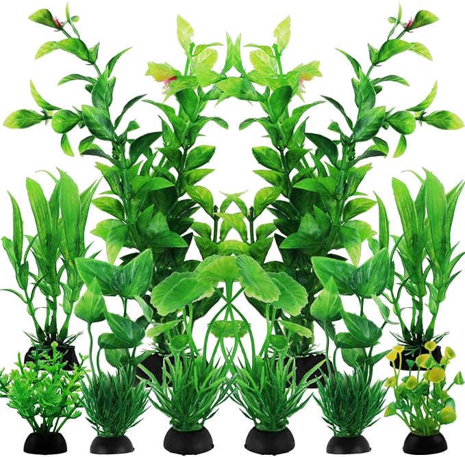 QUOZUO Fish Tank Accessories Aquarium Decorations Green Plants, 10pcs Green Fish Tank Decorations Plastic Plants, Fish Tank Decor, Aquarium Decor Artificial Plants