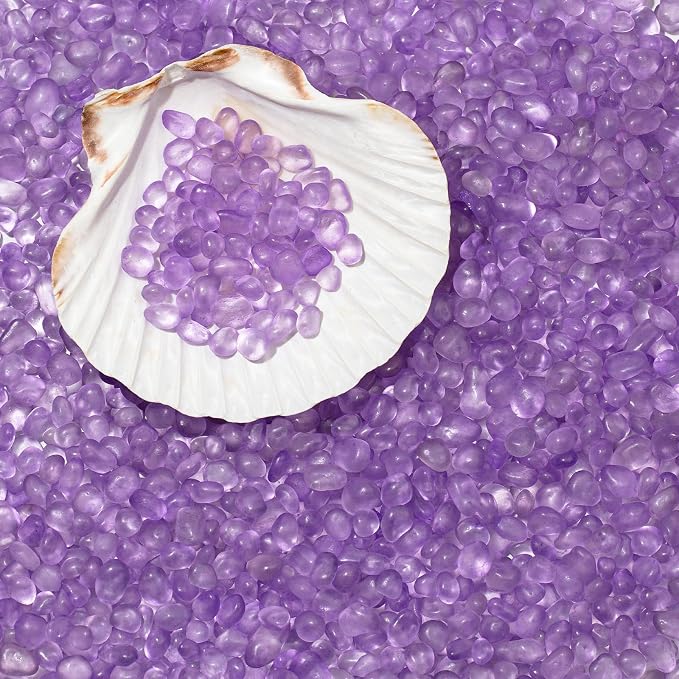 QEQEKAKA Sea Glass Stones for Crafts 0.5LB Lavender Pebbles Gemstones Bulk | Small Glass Stones for Beaching Wedding DIY Decor Aquarium Turtle Tank Vase Filler (187g/6.6oz)