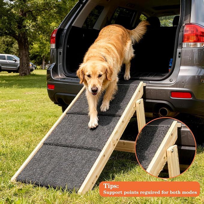 Dog Ramp,2-in-1 Foldable Pet Stairs for High Beds, 3 Steps Dog Steps | Upgraded Anti-Slip Features, Suitable for Couch, Car, Bed and Joint-Friendly Senior Durable Dog Stairs