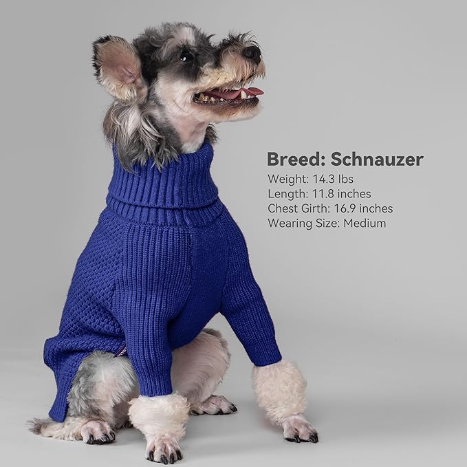 cyeollo Dog Sweater Pullover Turtleneck for Large Dogs, Classic Knitwear Fall Winter Cold Weather Dog Clothes Warm Pet Apparel Small Medium Large Doggie Sweaters, Royal Blue 2XL