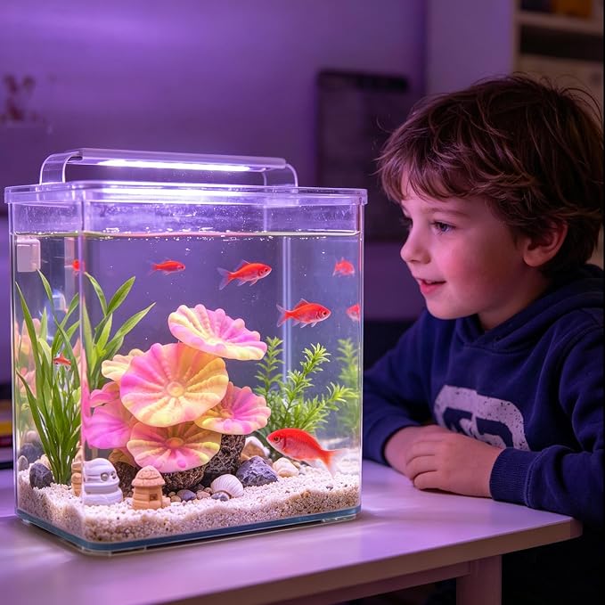 ZtohPyo Aquarium Glowing Silicone Musfroom Coral Ornament for Fish Tank Landscape Decoration, Artificial Glow in The Dark Soft Aquarium Plant for Aquarium Decor Accessories