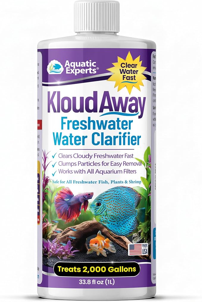 KloudAway Aquarium Water Clarifier – Clears Cloudy Water in Freshwater Fish Tanks, 1 Liter, Made in USA, Aquatic Experts