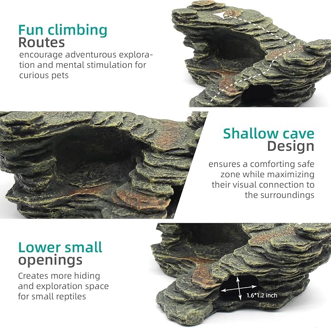 relaqcc Turtle Basking Platform Shale Scape Step Ledge, Reptile Ladder Resting Terrace Aquarium Decor, Great for Reptiles, Amphibians, Frogs, Small Turtle
