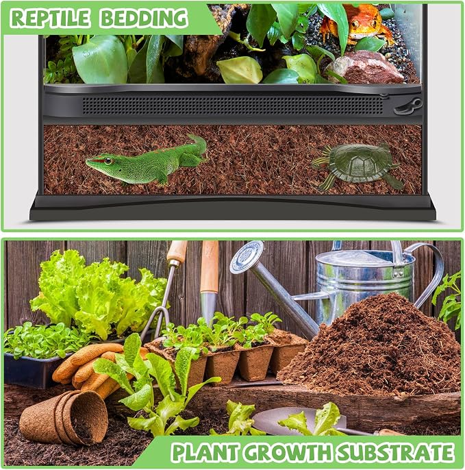 Riare 10 LB Natural Coconut Fiber Substrate, Coco Coir Reptile Bedding | Coconut Husk Reptile Substrate for Tortoises, Hermit Crabs, Snakes, Bearded Dragon, Geckos, Reptile Enclosure/Terrarium Setup
