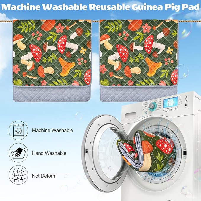 2 Pack Guinea Pig Bedding, Washable Guinea Pig Cage Liner Reusable Guinea Pig Mat Waterproof Guinea Pig Bedding for Cage, Super Absorbant Guinea Pig Pee Pads for Small Animals Hamster Rabbit Squirrel