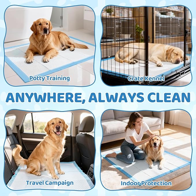 Extra Large Dog Pee Pads 34"x28" Super Absorbent Leak-Proof Quick-Dry Puppy Potty Training Pads for Dogs, XL Disposable Pet Pee Pads for Indoor Outdoor Use(30 Pack)