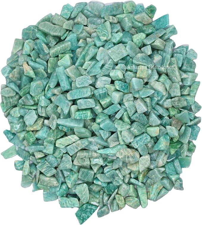 Amazing Gemstone Amazonite 1 lb Bulk AAA+ Gemstone Tumbled Chips Mini Crystal Beads, Undrilled No Holes Wiccan Healing Stones for Home Garden Decor Vases Plants Succulents Cactus Jewelry&Art Project