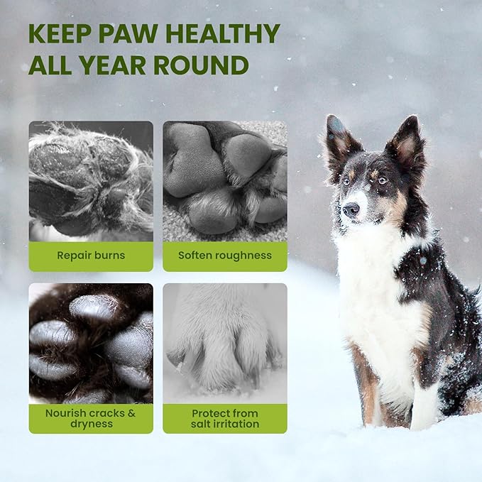 PawSono Lick-Safe Dog Paw Balm for Paws & Nose, All-Natural Paw Pad Moisturizer for Dogs & Cats, Paw Butter Helps Soothe Dry, Cracked Paws, Protects from Snow, Ice Melt & Hot Pavement, 1Pack | 2.1 oz