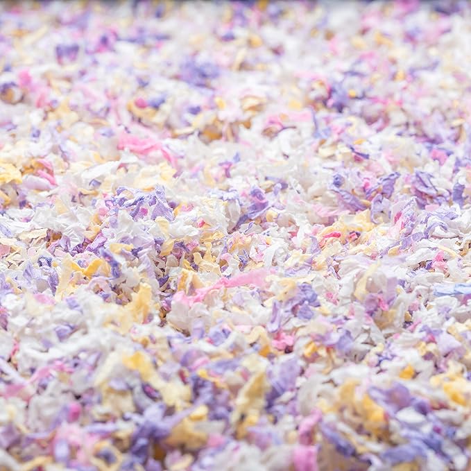 PETSPICK Uber Soft Paper Pet Bedding for Small Animals, Pastel Confetti, 36L