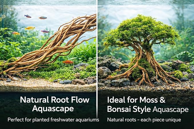 Azil Natural Aquarium Driftwood Root – Driftwood for Aquarium Decor, 170g~0.38lb (14″–16″), Fish Tanks, Terrariums, Aquascaping & Planted Tanks