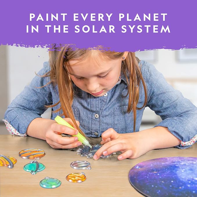 National Geographic Solar System Stained Glass Suncatcher Craft Kit | Glow-in-the-Dark Planets, Window Suncatchers, Hanging Mobile, Space Room Decor, Window Art, Creative Birthday Gift