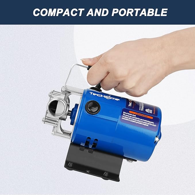 TecHome Electric Water Transfer Pump, 115V 1/10HP 330GPH Water Pump. | with ON/OFF Switch and Water Suction Hose Kit.